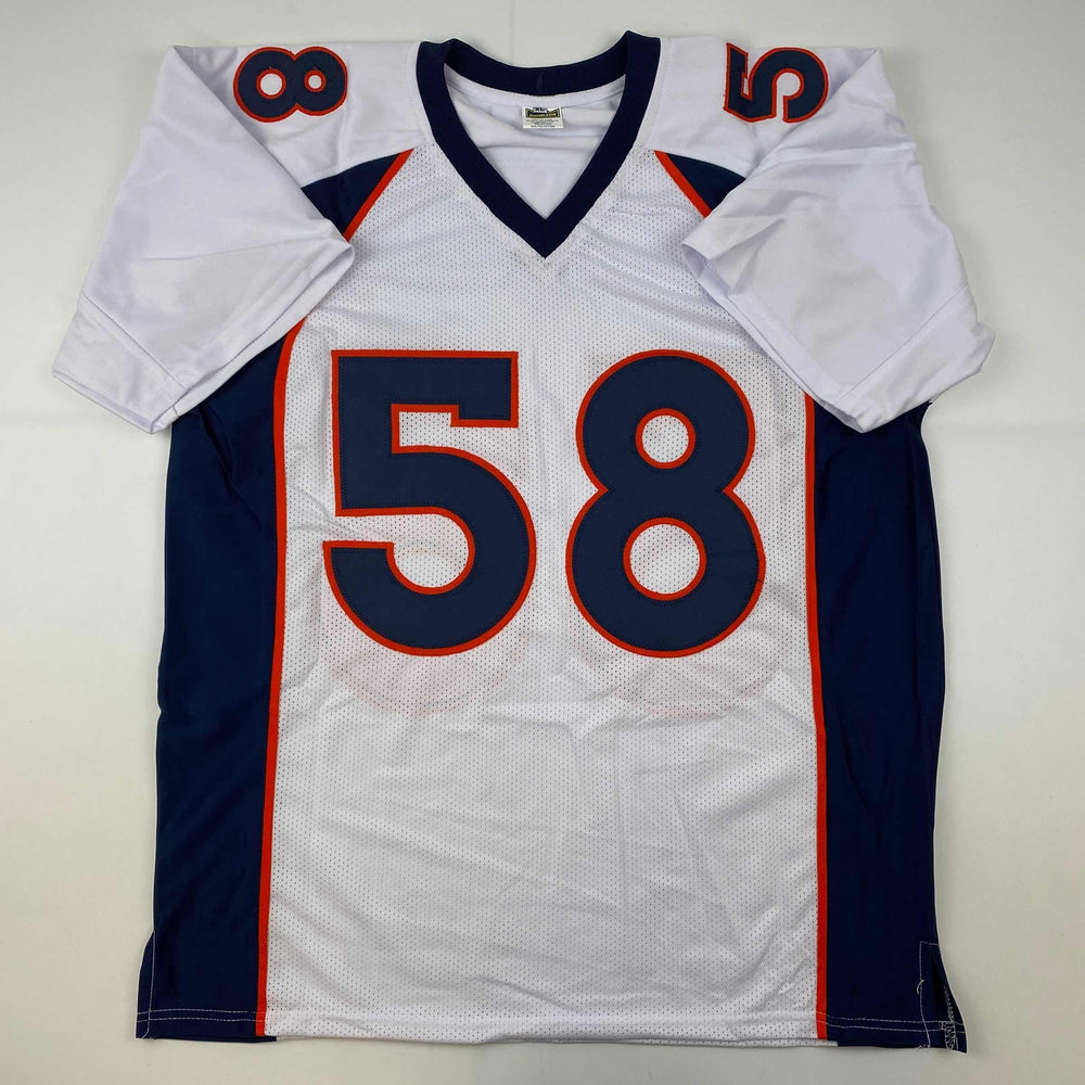Facsimile Autographed Von Miller Denver White Reprint Laser Auto Football Jersey Size Men's XL (ONLINE ORDER ONLY)