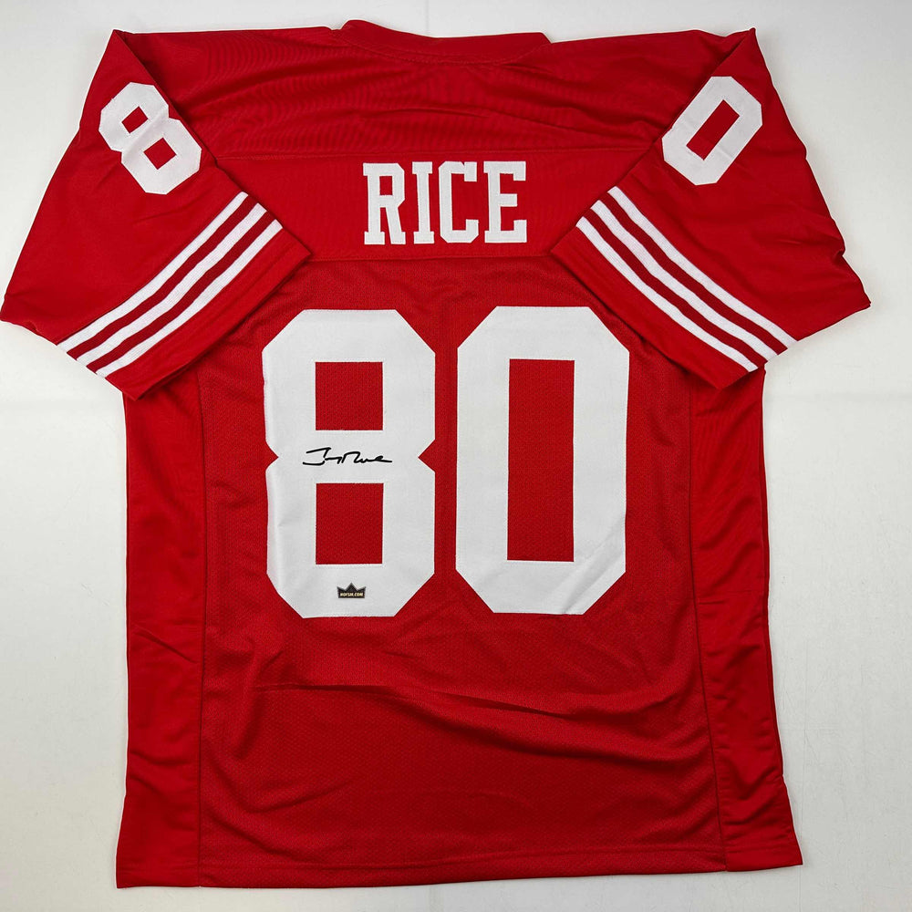 Facsimile Autographed Jerry Rice San Francisco Red Reprint Laser Auto Football Jersey Size Men's XL (ONLINE ORDER ONLY)