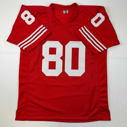 Facsimile Autographed Jerry Rice San Francisco Red Reprint Laser Auto Football Jersey Size Men's XL (ONLINE ORDER ONLY)