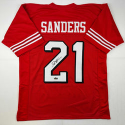 Facsimile Autographed Deion Sanders San Francisco Red Reprint Laser Auto Football Jersey Size Men's XL (ONLINE ORDER ONLY)