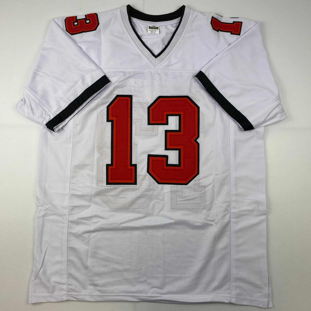 Facsimile Autographed Mike Evans Tampa Bay White Reprint Laser Auto Football Jersey Size Men's XL (ONLINE ORDER ONLY)