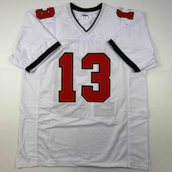 Facsimile Autographed Mike Evans Tampa Bay White Reprint Laser Auto Football Jersey Size Men's XL (ONLINE ORDER ONLY)