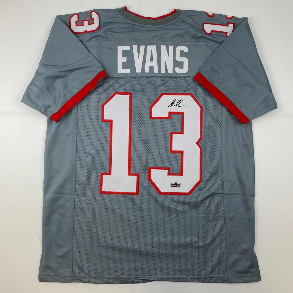 Facsimile Autographed Mike Evans Tampa Bay Grey Pewter Reprint Laser Auto Football Jersey Size Men's XL (ONLINE ORDER ONLY)