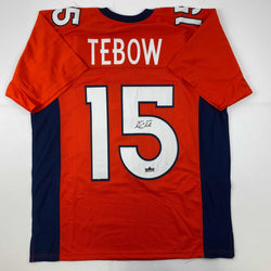 Facsimile Autographed Tim Tebow Denver Orange Reprint Laser Auto Football Jersey Size Men's XL (ONLINE ORDER ONLY)