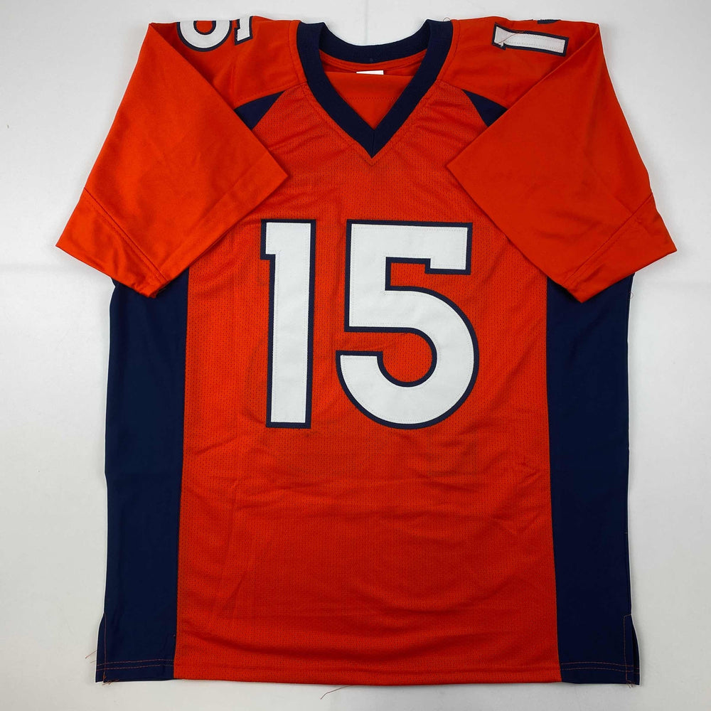 Facsimile Autographed Tim Tebow Denver Orange Reprint Laser Auto Football Jersey Size Men's XL (ONLINE ORDER ONLY)