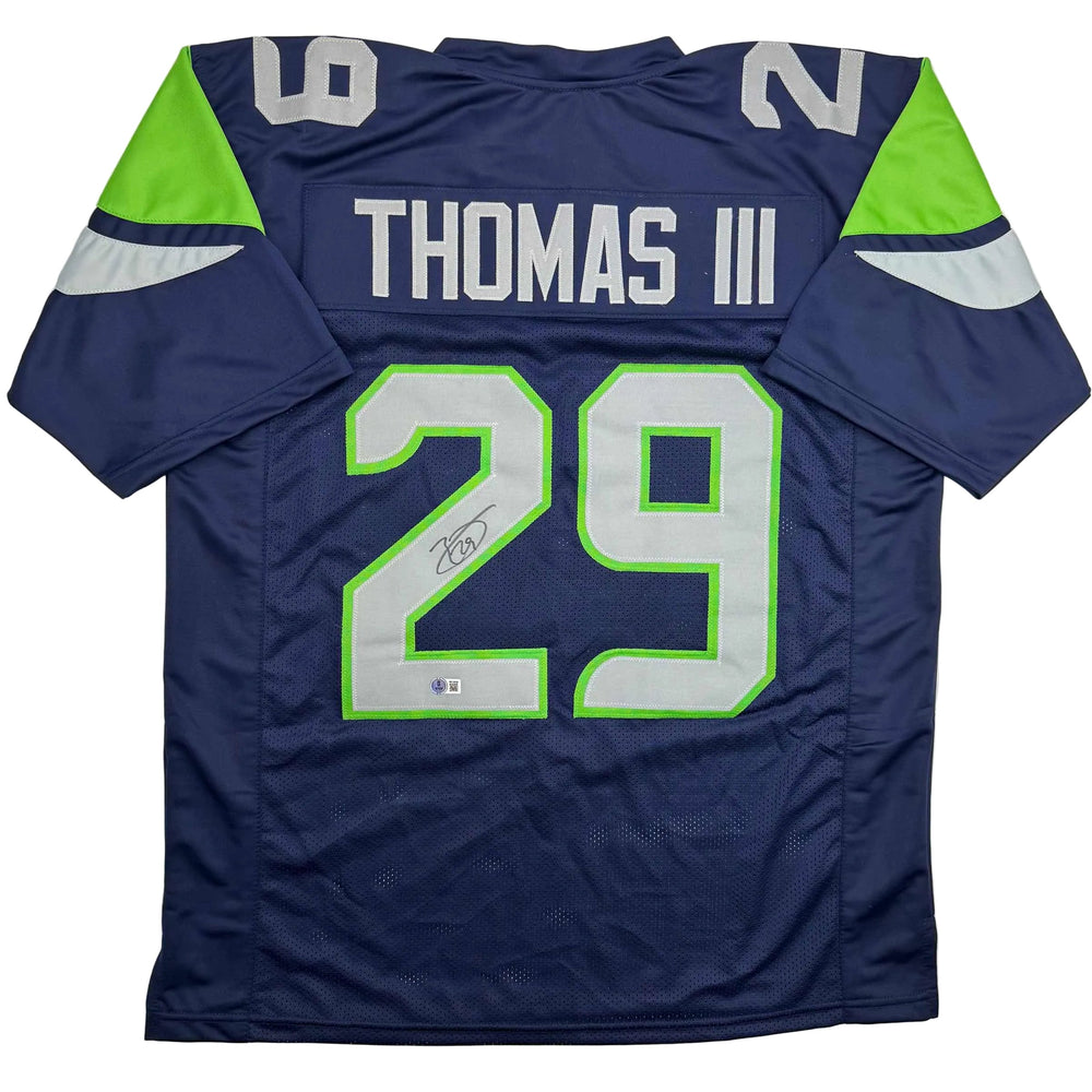 Autographed/Signed Earl Thomas III Seattle Blue Football Jersey Beckett BAS COA