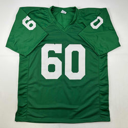 Facsimile Autographed Chuck Bednarik Philadelphia Kelly Green Reprint Laser Auto Football Jersey Size Men's XL (ONLINE ORDER ONLY)
