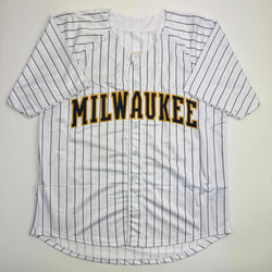 Autographed/Signed Jacob Misiorowski Milwaukee Pinstripe Baseball Jersey JSA COA