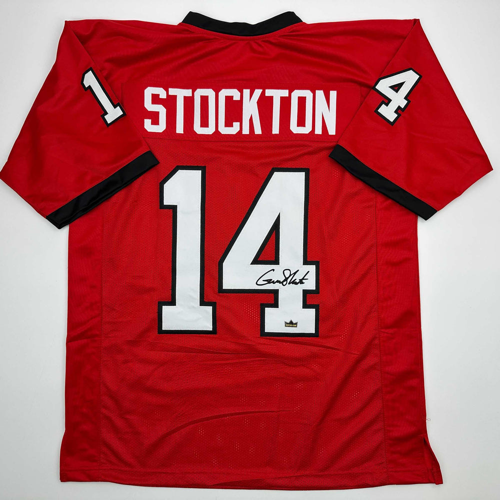 Facsimile Autographed Gunner Stockton Georgia Red Reprint Laser Auto College Football Jersey Size Men's XL (ONLINE ORDER ONLY)