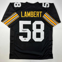 Facsimile Autographed Jack Lambert Pittsburgh Black Reprint Laser Auto Football Jersey Size Men's XL (ONLINE ORDER ONLY)