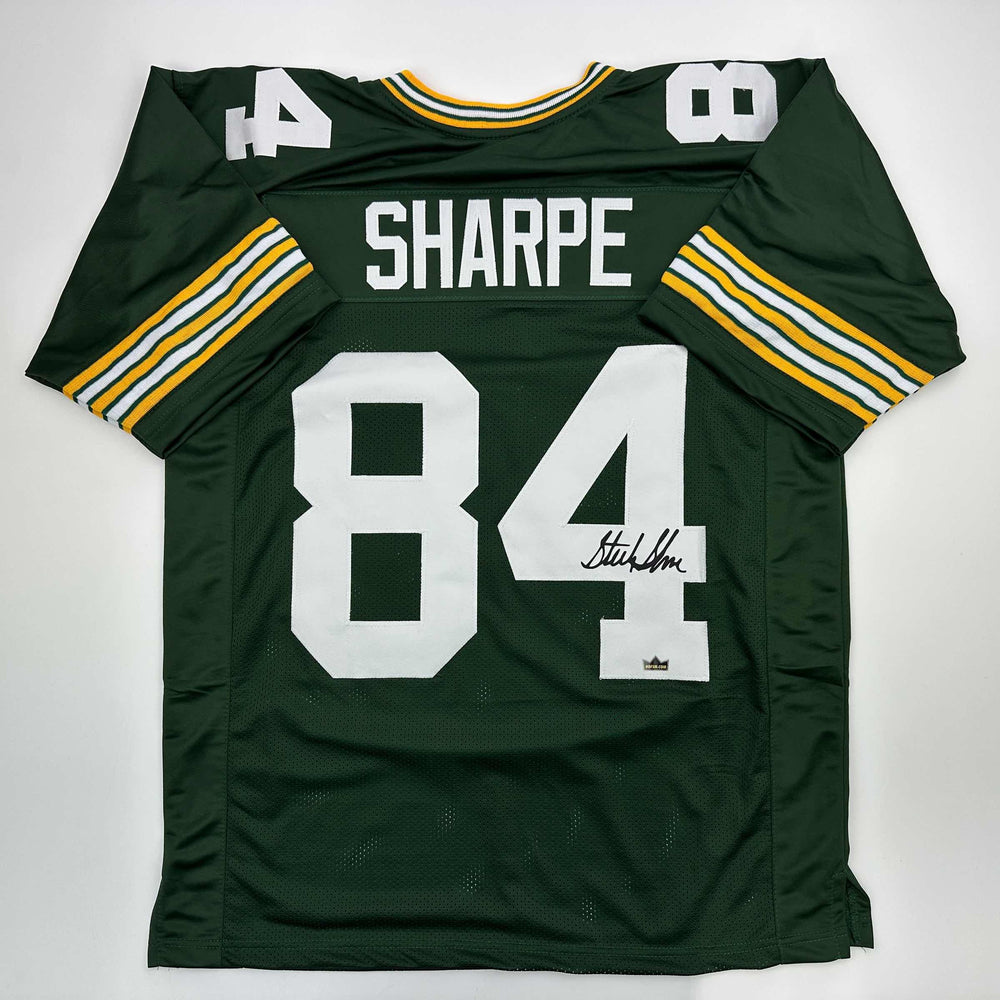 Facsimile Autographed Sterling Sharpe Green Bay Green Reprint Laser Auto Football Jersey Size Men's XL (ONLINE ORDER ONLY)