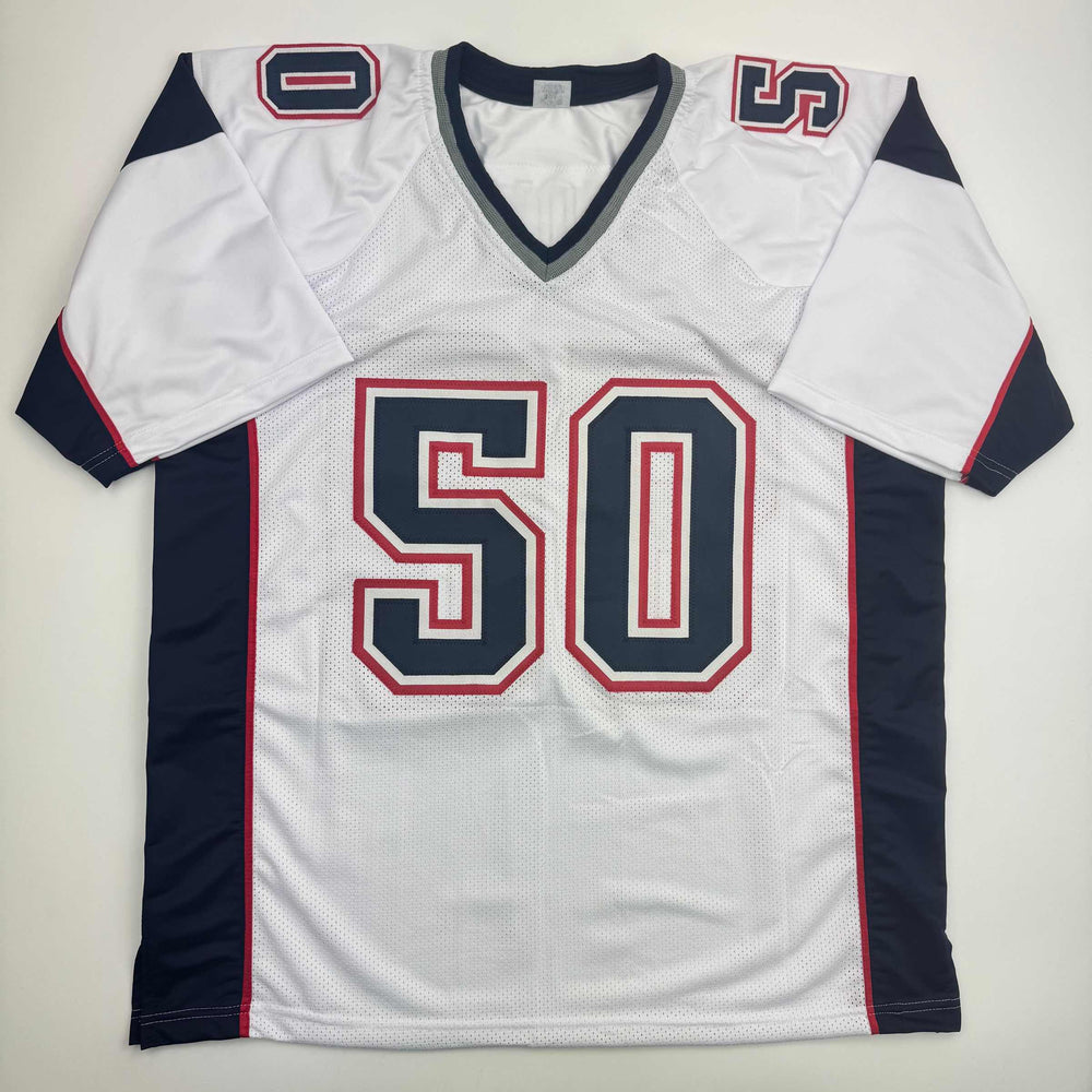 Autographed/Signed Rob Ninkovich "2x SB Champ" New England White Football Jersey Beckett BAS COA