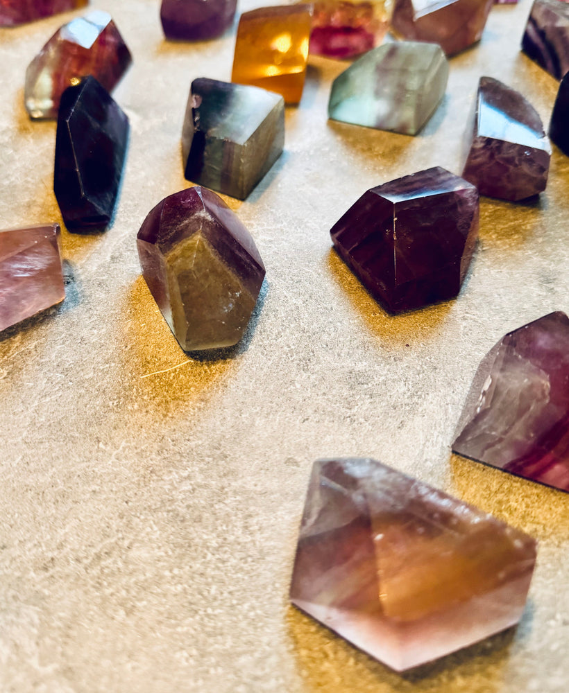 CANDY Fluorite Shapes, Polished Fluorite Freeforms, Fluorescent Crystals (ONLINE ORDER ONLY)