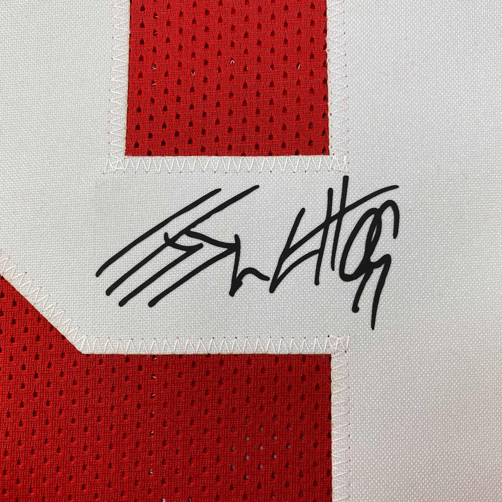 Facsimile Autographed J.J. JJ Watt Wisconsin Red Reprint Laser Auto College Football Jersey Size Men's XL (ONLINE ORDER ONLY)