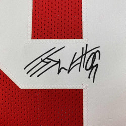Facsimile Autographed J.J. JJ Watt Wisconsin Red Reprint Laser Auto College Football Jersey Size Men's XL (ONLINE ORDER ONLY)