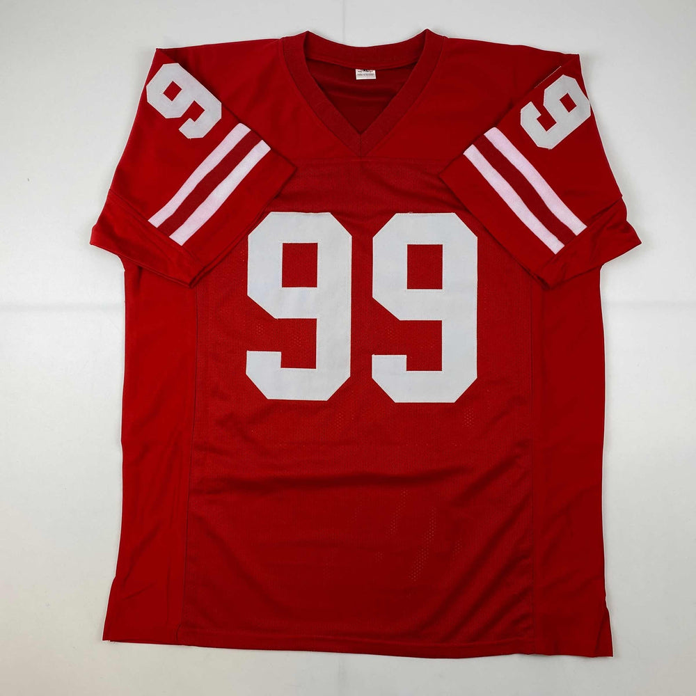 Facsimile Autographed J.J. JJ Watt Wisconsin Red Reprint Laser Auto College Football Jersey Size Men's XL (ONLINE ORDER ONLY)