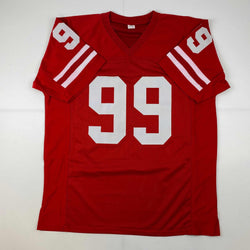 Facsimile Autographed J.J. JJ Watt Wisconsin Red Reprint Laser Auto College Football Jersey Size Men's XL (ONLINE ORDER ONLY)