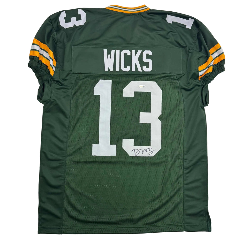 Autographed/Signed Dontayvion Wicks Green Bay Green Football Jersey JSA COA