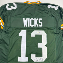 Autographed/Signed Dontayvion Wicks Green Bay Green Football Jersey JSA COA