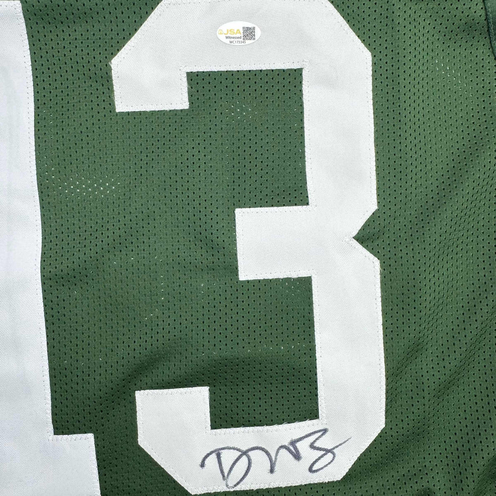 Autographed/Signed Dontayvion Wicks Green Bay Green Football Jersey JSA COA