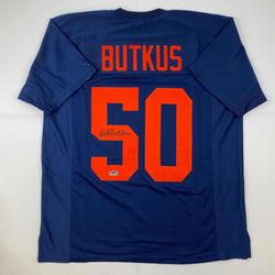 Facsimile Autographed Dick Butkus Illinois Blue Reprint Laser Auto College Football Jersey Size Men's XL (ONLINE ORDER ONLY)