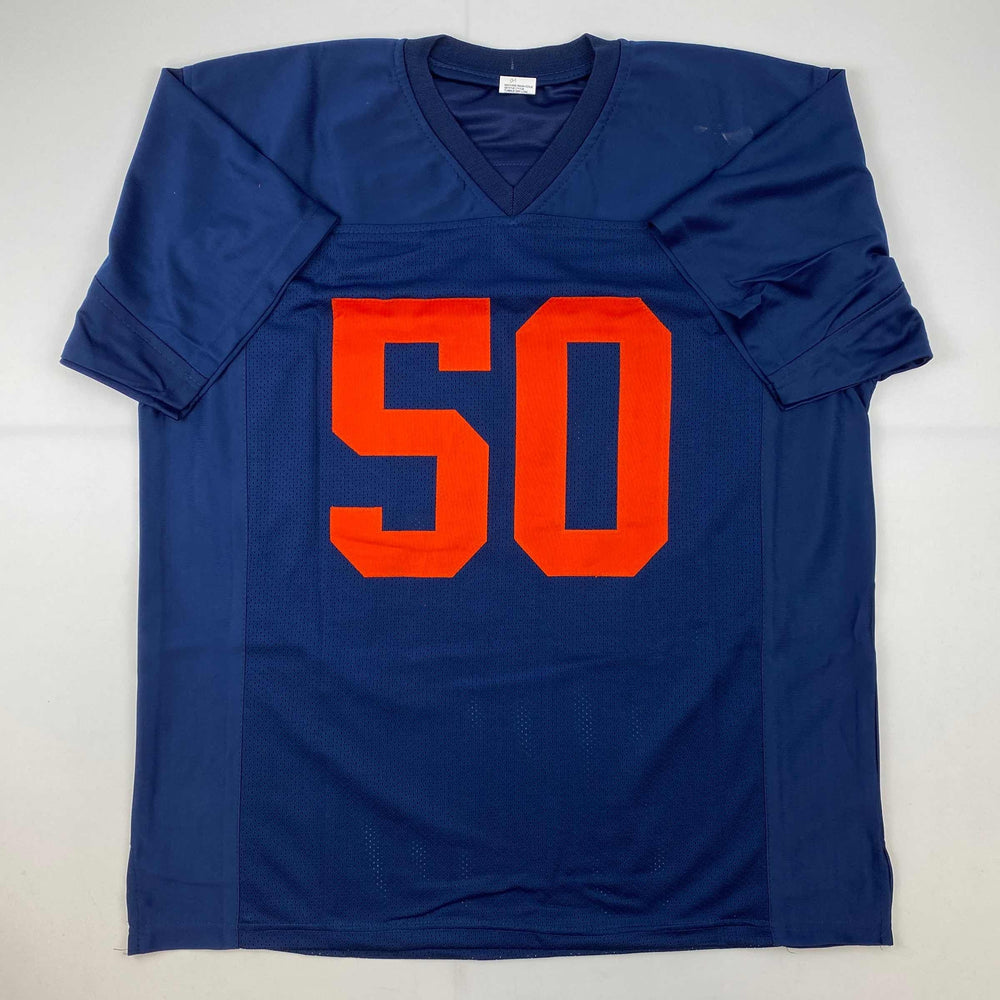 Facsimile Autographed Dick Butkus Illinois Blue Reprint Laser Auto College Football Jersey Size Men's XL (ONLINE ORDER ONLY)