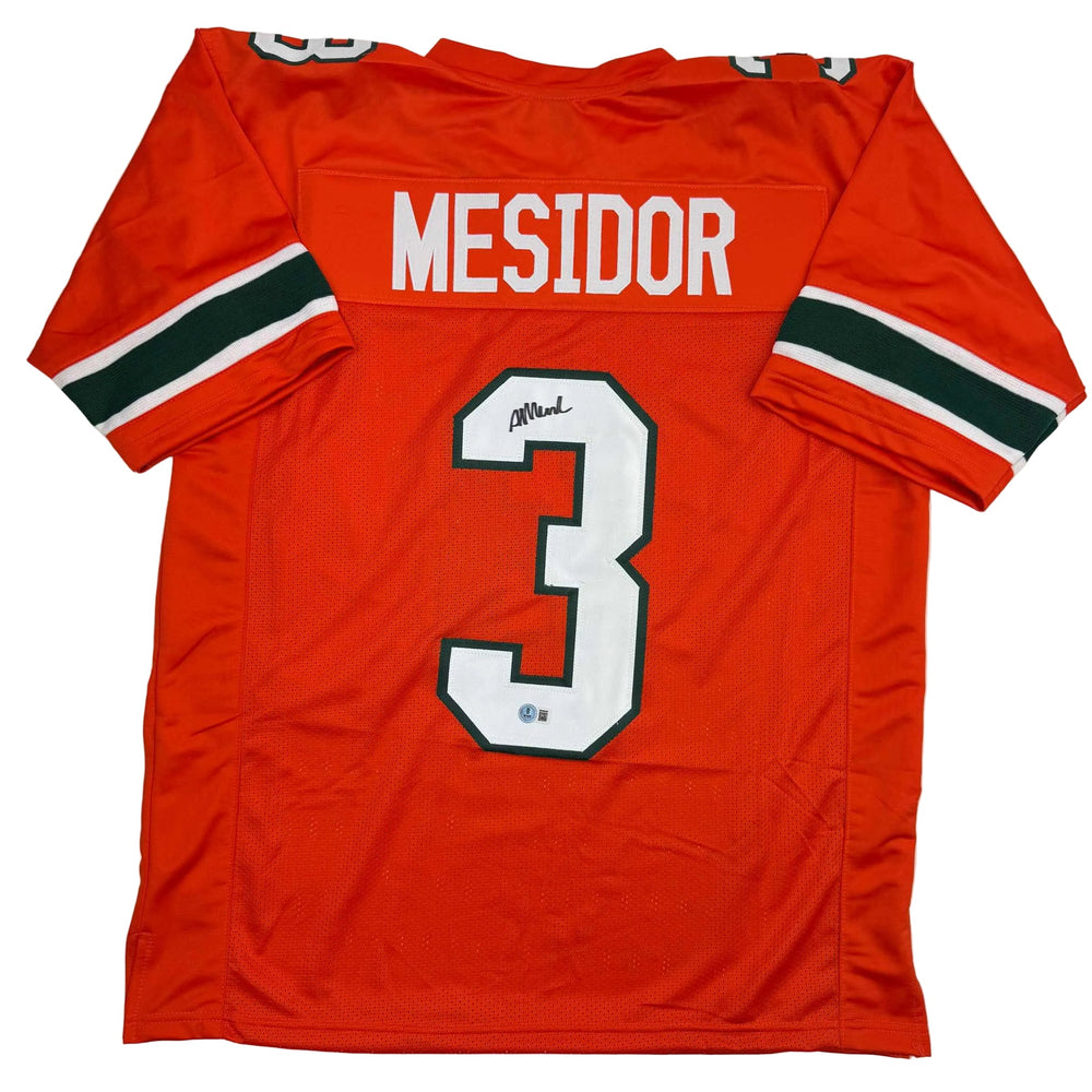 Autographed/Signed Akheem Mesidor Miami Orange College Football Jersey Beckett BAS COA