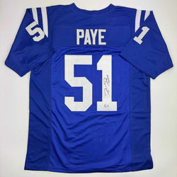 Autographed/Signed Kwity Paye Indianapolis Blue Football Jersey Beckett BAS COA