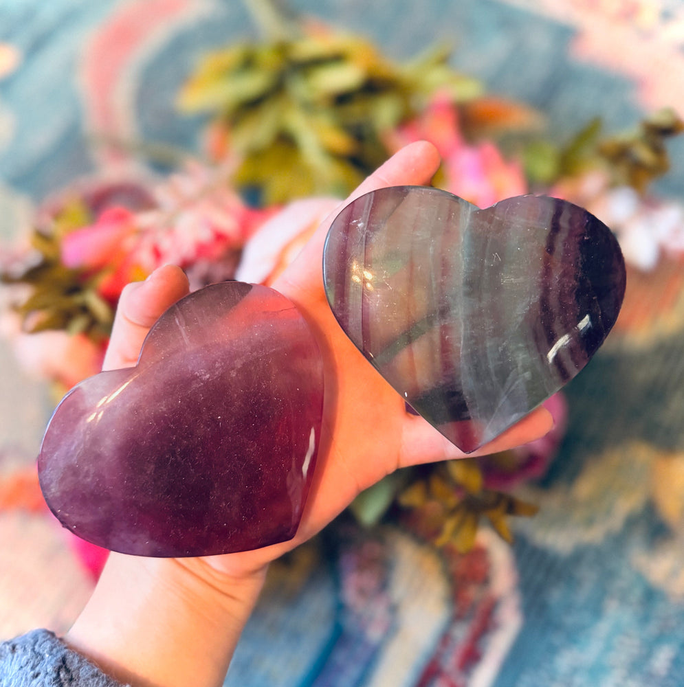Large CANDY Fluorite Hearts, Ethically sourced Crystal Hearts (ONLINE ORDER ONLY)