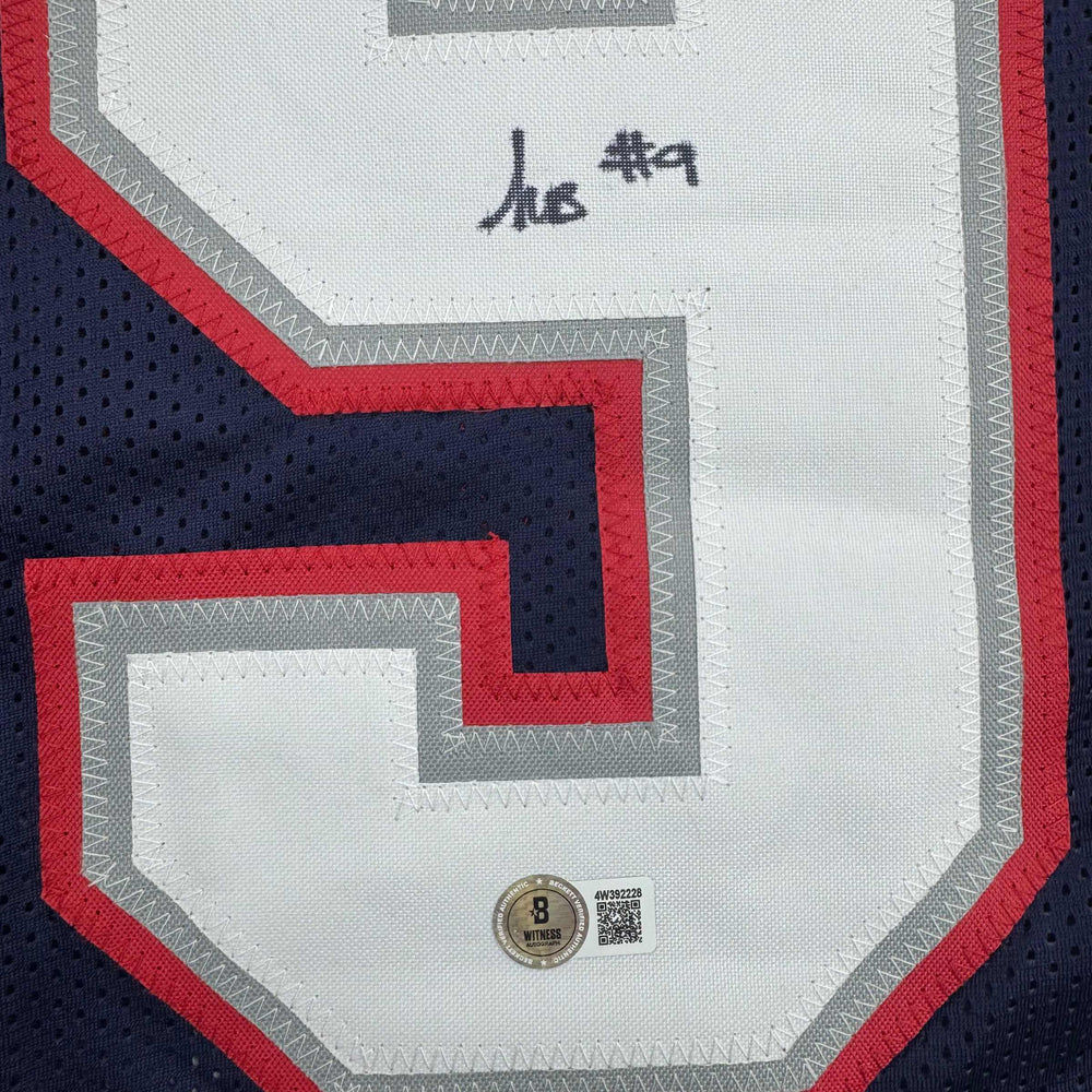 Autographed/Signed Kayshon Boutte New England Blue Football Jersey Beckett BAS COA
