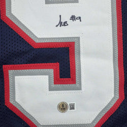 Autographed/Signed Kayshon Boutte New England Blue Football Jersey Beckett BAS COA