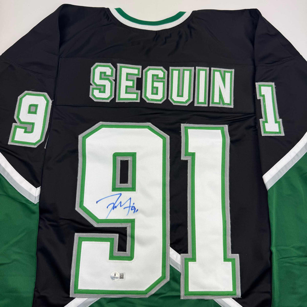 Autographed/Signed Tyler Seguin Dallas Black Hockey Jersey Beckett BAS COA
