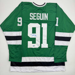Autographed/Signed Tyler Seguin Dallas Green Hockey Jersey Beckett BAS COA