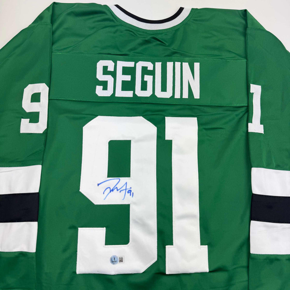 Autographed/Signed Tyler Seguin Dallas Green Hockey Jersey Beckett BAS COA