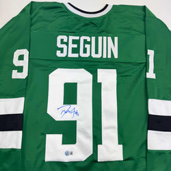 Autographed/Signed Tyler Seguin Dallas Green Hockey Jersey Beckett BAS COA