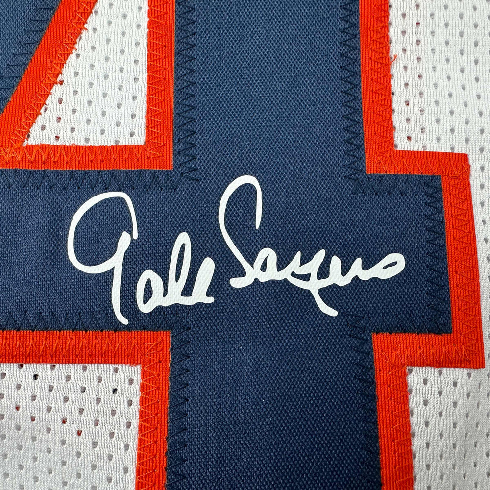 Facsimile Autographed Gale Sayers Chicago White Reprint Laser Auto Football Jersey Size Men's XL (ONLINE ORDER ONLY)