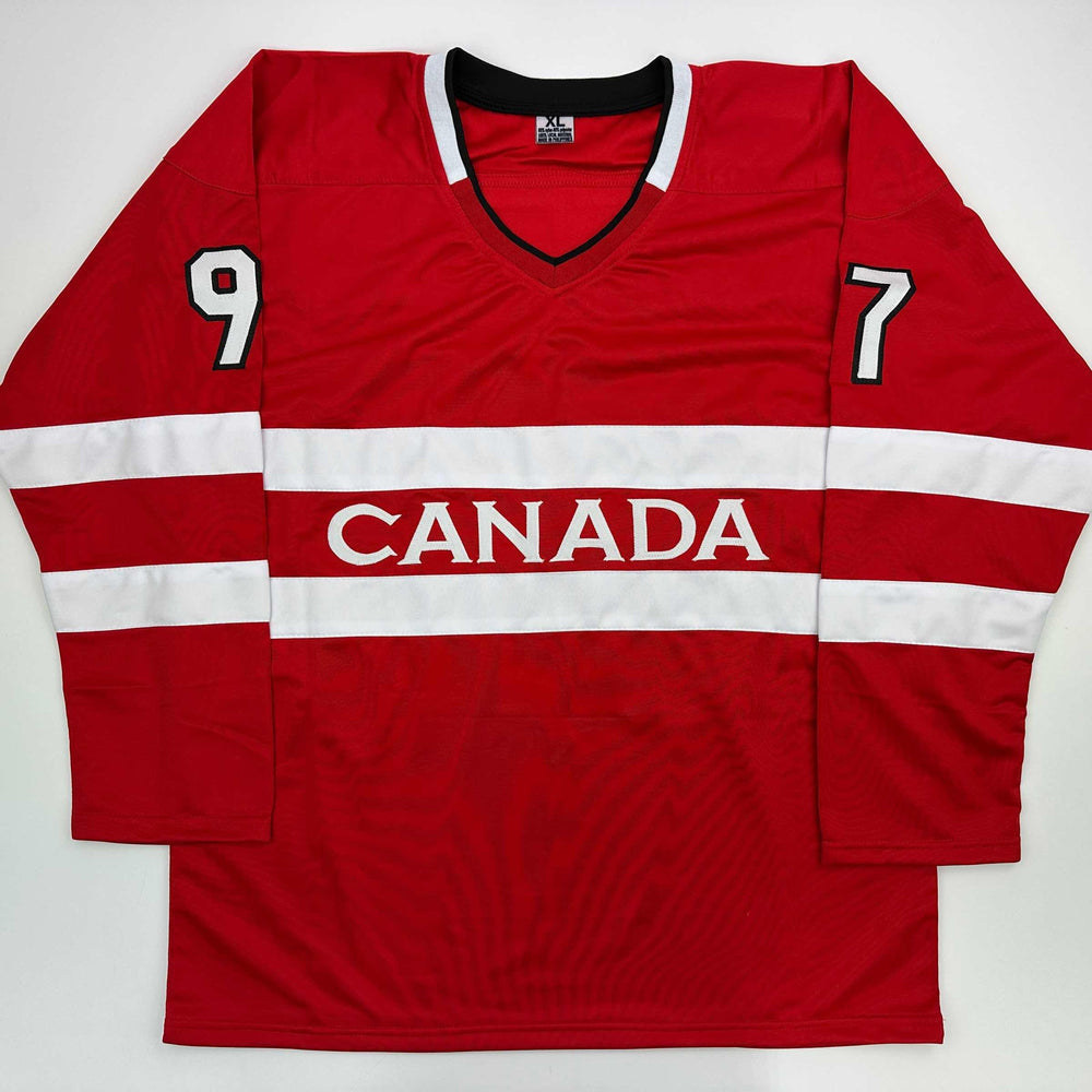 Facsimile Autographed Connor McDavid Canada Red 2025 4 Nations Face-Off Reprint Laser Auto Hockey Jersey Size Men's XL (ONLINE ORDER ONLY)
