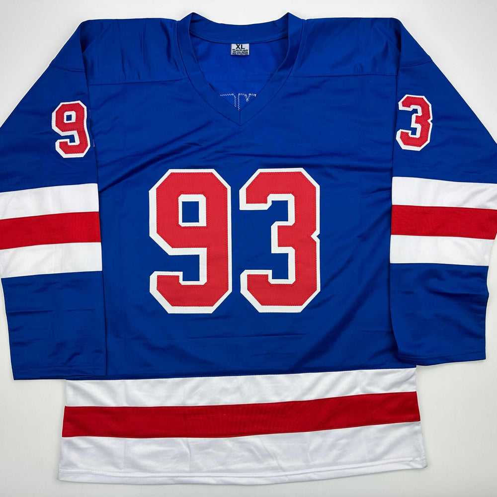 Facsimile Autographed Mika Zibanejad New York Blue Reprint Laser Auto Hockey Jersey Size Men's XL (ONLINE ORDER ONLY)