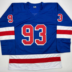 Facsimile Autographed Mika Zibanejad New York Blue Reprint Laser Auto Hockey Jersey Size Men's XL (ONLINE ORDER ONLY)