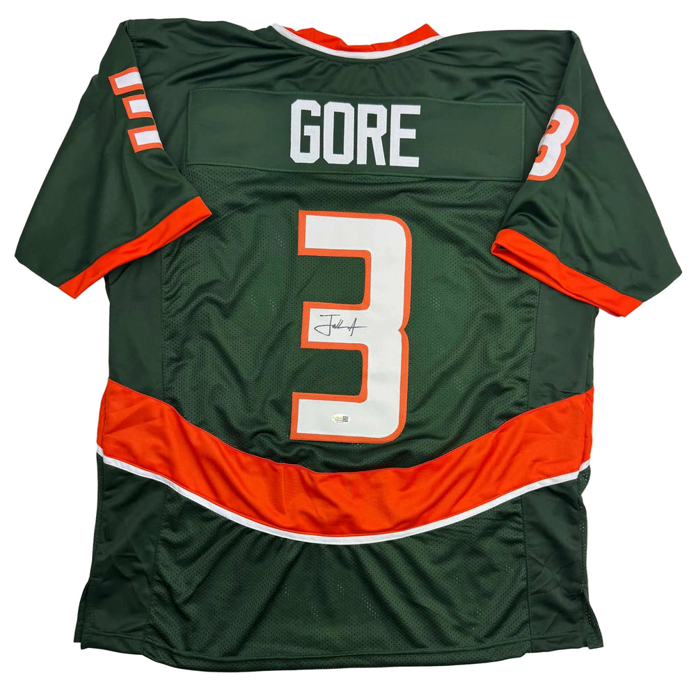 Autographed/Signed Frank Gore Miami Green Football Jersey JSA COA
