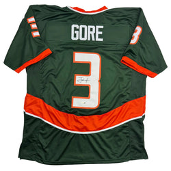 Autographed/Signed Frank Gore Miami Green Football Jersey JSA COA