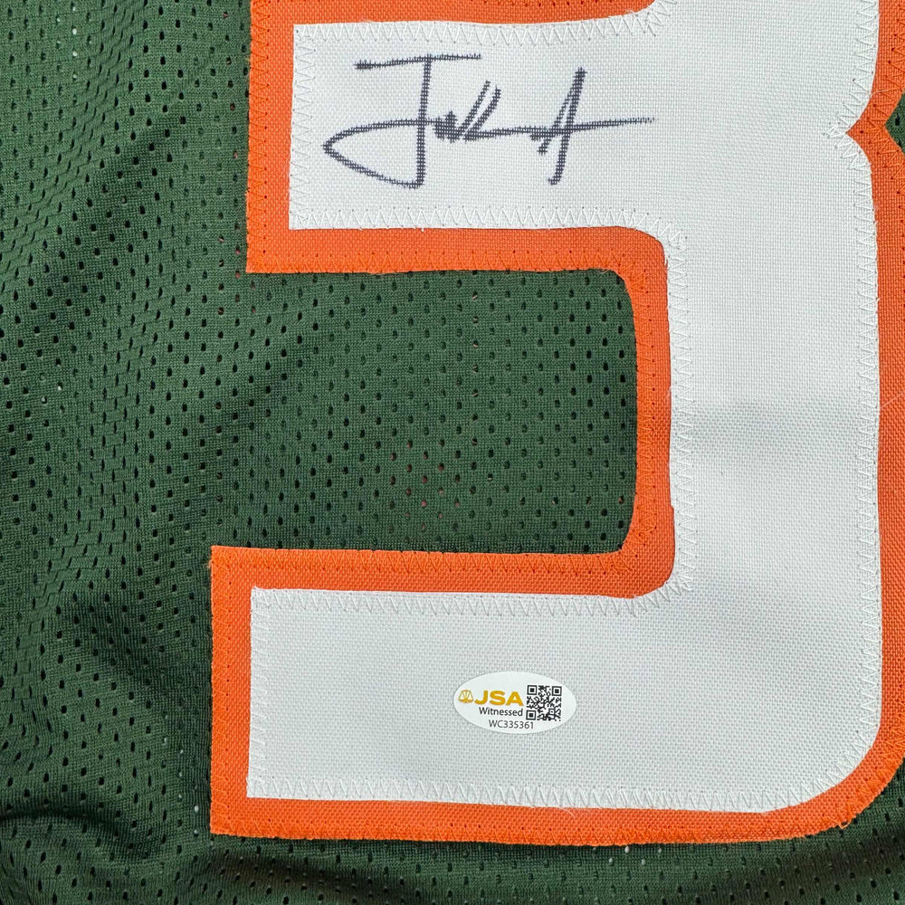 Autographed/Signed Frank Gore Miami Green Football Jersey JSA COA