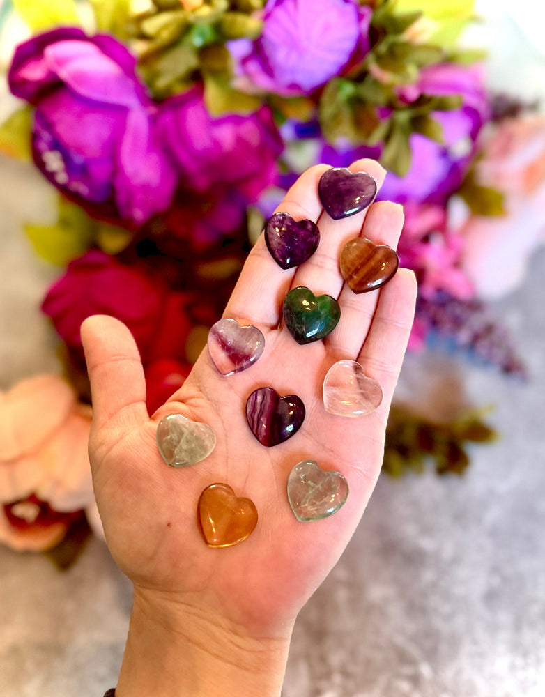 2 cm Crystal Hearts for Valentines Day, You Choose Red Jasper, Fluorite, Carnelian, Rose Quartz, Moss Agate, Yellow (ONLINE ORDER ONLY)