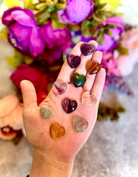 2 cm Crystal Hearts for Valentines Day, You Choose Red Jasper, Fluorite, Carnelian, Rose Quartz, Moss Agate, Yellow (ONLINE ORDER ONLY)