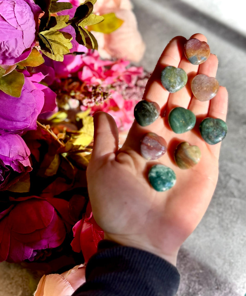 2 cm Crystal Hearts for Valentines Day, You Choose Red Jasper, Fluorite, Carnelian, Rose Quartz, Moss Agate, Yellow (ONLINE ORDER ONLY)