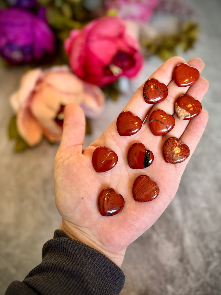 2 cm Crystal Hearts for Valentines Day, You Choose Red Jasper, Fluorite, Carnelian, Rose Quartz, Moss Agate, Yellow (ONLINE ORDER ONLY)
