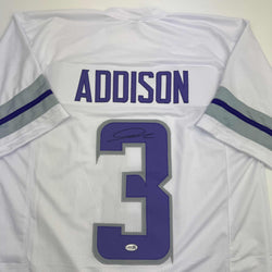 Autographed/Signed Jordan Addison Minnesota White Alternate Football Jersey JSA COA