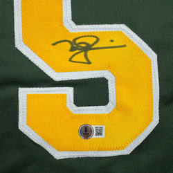 Autographed/Signed Mark McGwire Oakland Green Baseball Jersey Beckett BAS COA