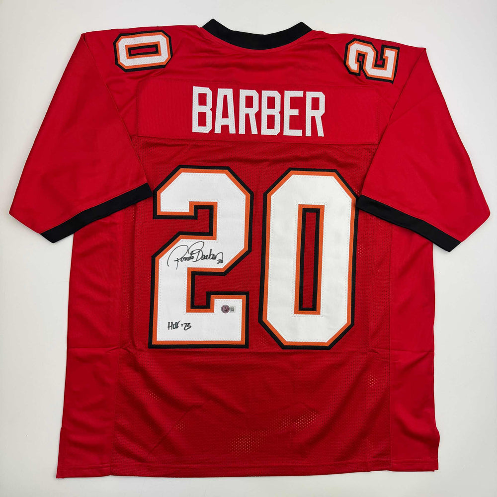 Autographed/Signed Ronde Barber HOF 23 Tampa Bay Red Football Jersey Beckett BAS COA