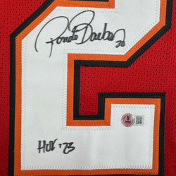 Autographed/Signed Ronde Barber HOF 23 Tampa Bay Red Football Jersey Beckett BAS COA